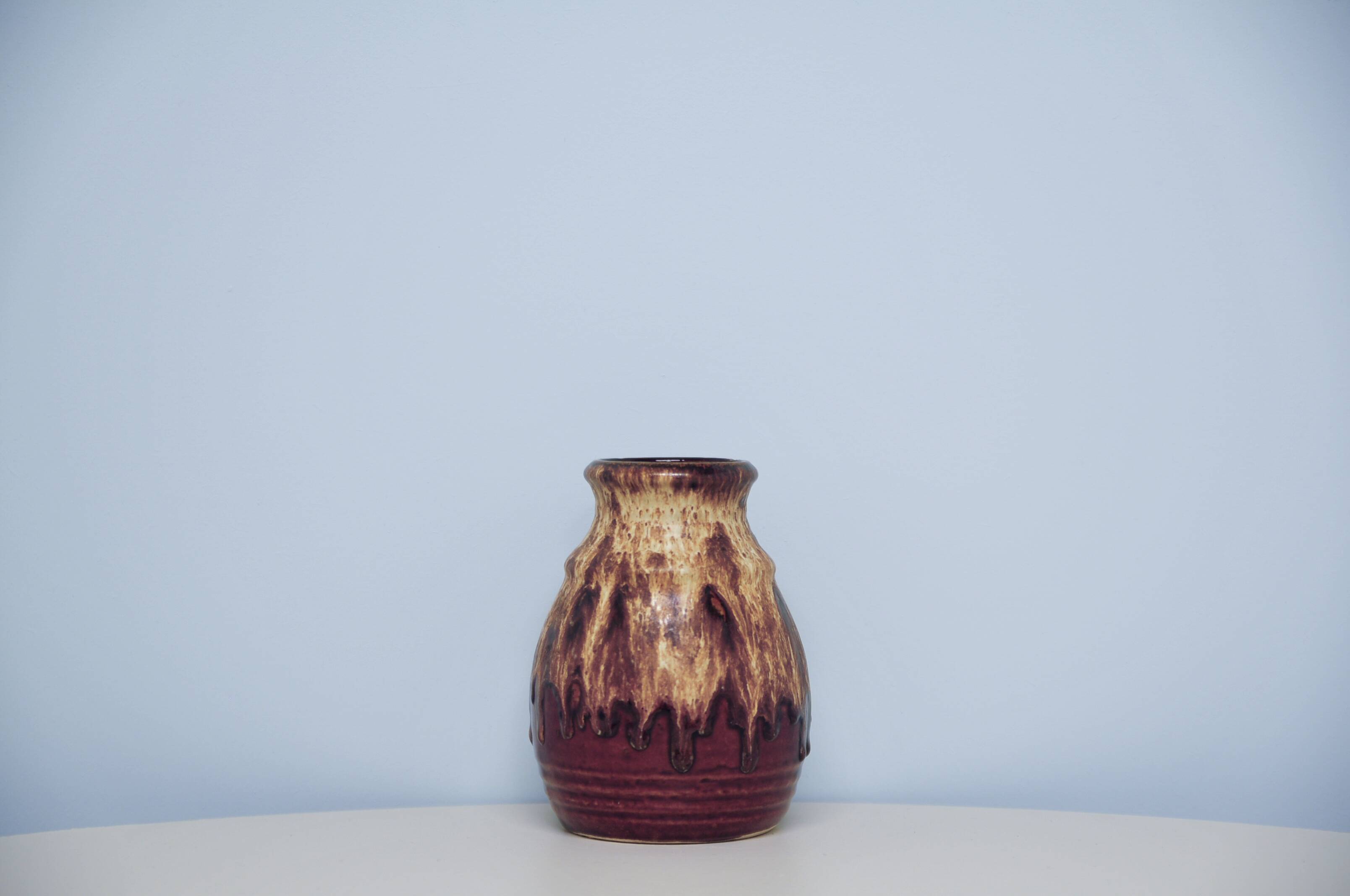 vintage brown & beige dripping West Germany vase (2)