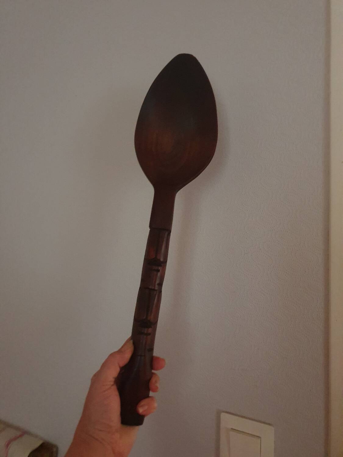 Large wooden serving cutlery folk art vintage African art