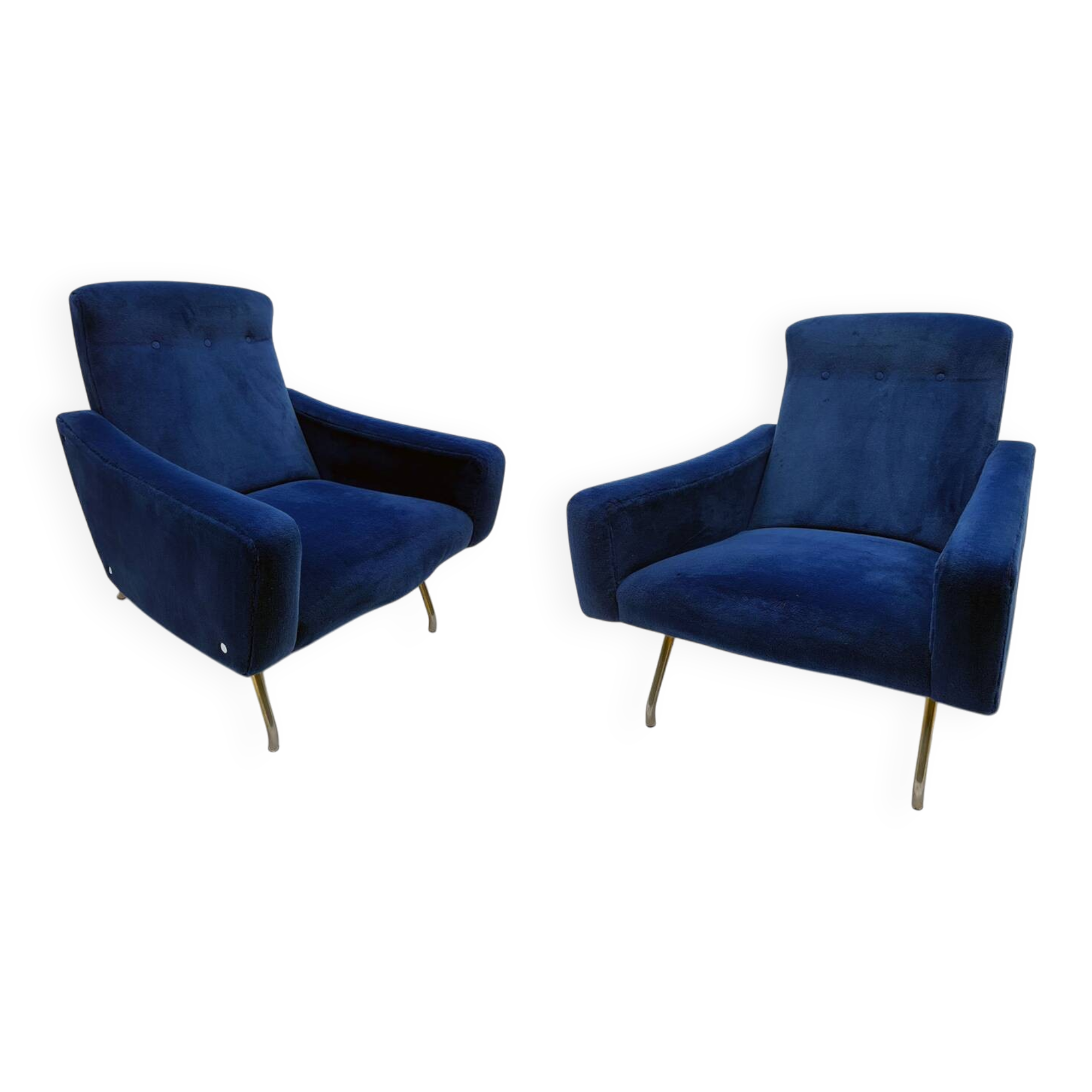 Paire de fauteuils Galion bleu royal de Steiner (années 1950)