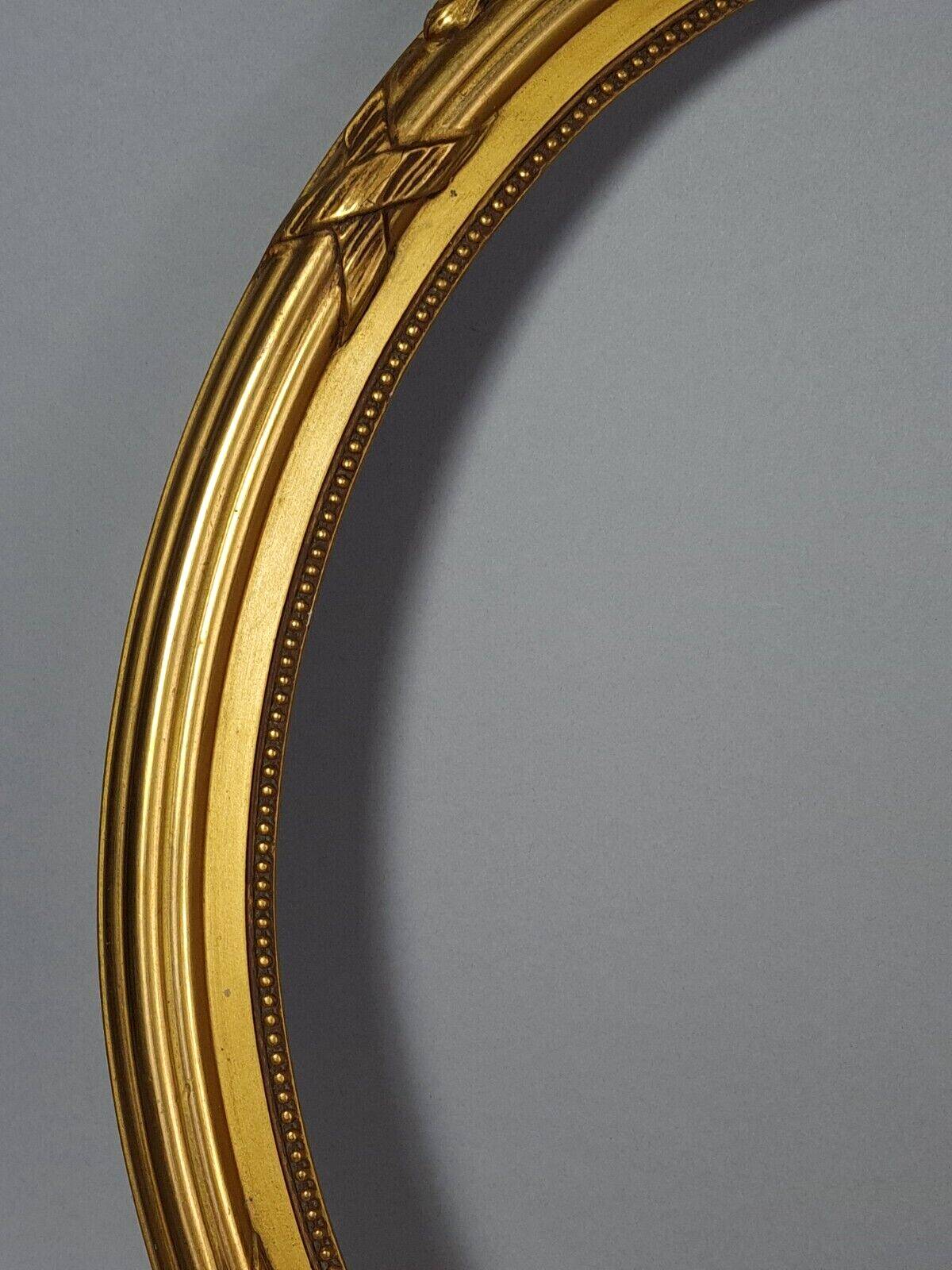 Old oval frame & glass 64x48 rebate 50x40 cm gilded stucco wood gold leaf