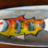 Stylized fish set 1960 Blue background Vallauris 1 course 12 plates