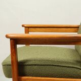 Fauteuil vintage vert boucle 1960 Scandinavian design