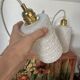 Set of three white Scandinavian opaline pendant lights
