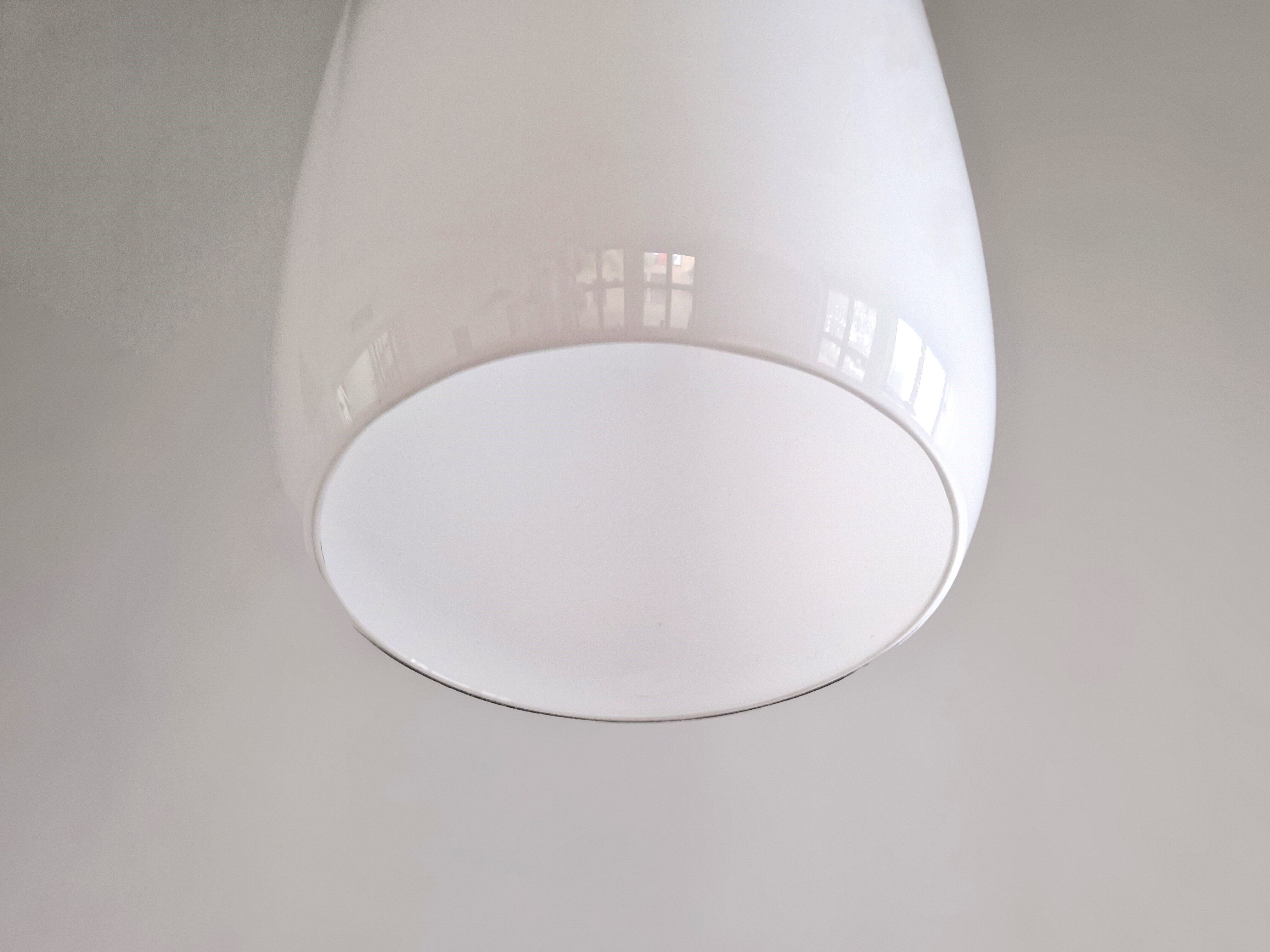 White Murano glass pendant lamp by Massimo Vignelli for Venini, Italy 1960's