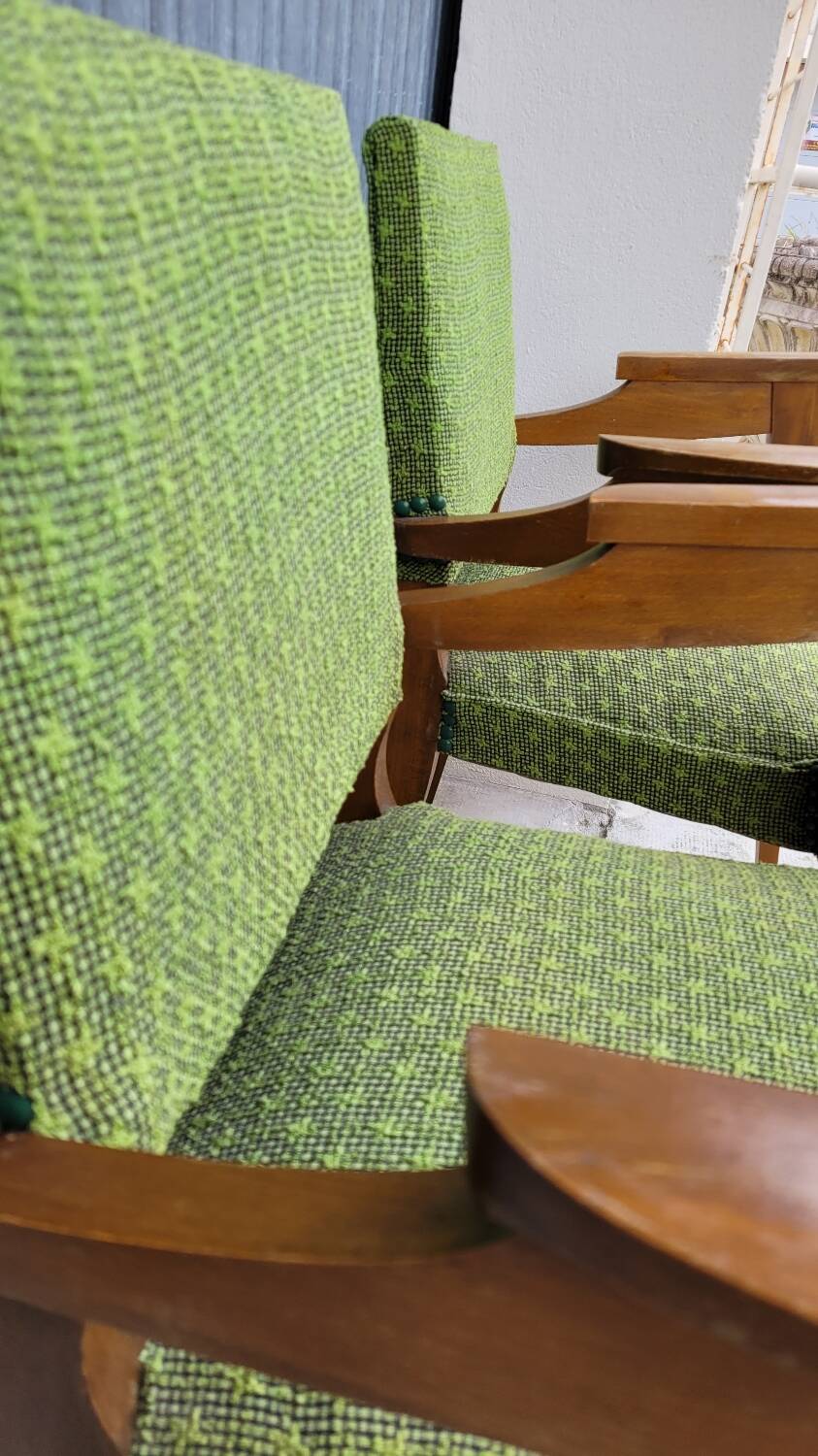 Pair of vintage bridge armchairs 1950s designer compass feet