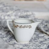 Vintage earthenware milk jug from Moulin des Loups – Gold floral motif