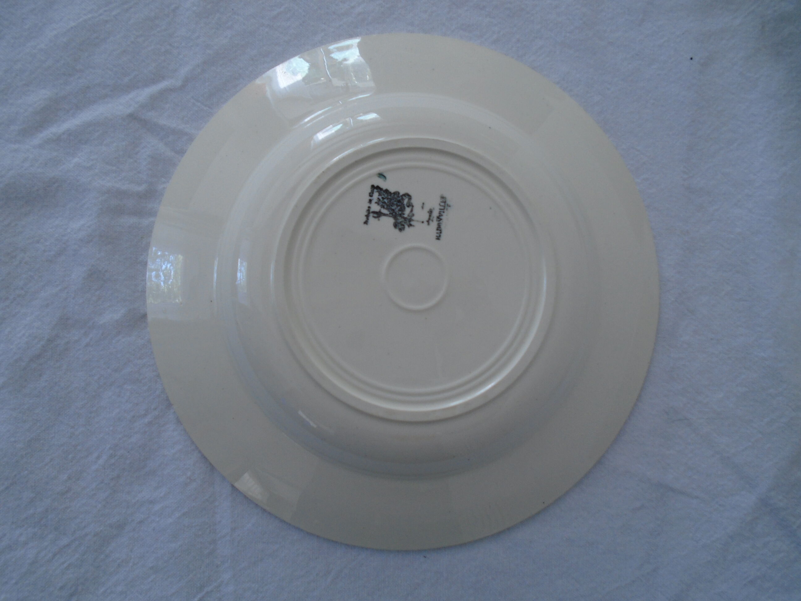 3 Plates faience old Badonviller motis art deco blue and gray