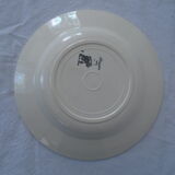 3 Plates faience old Badonviller motis art deco blue and gray