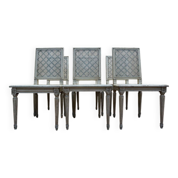 Set of 6 Louis XVI caned wood chairs with a refreshed finish.