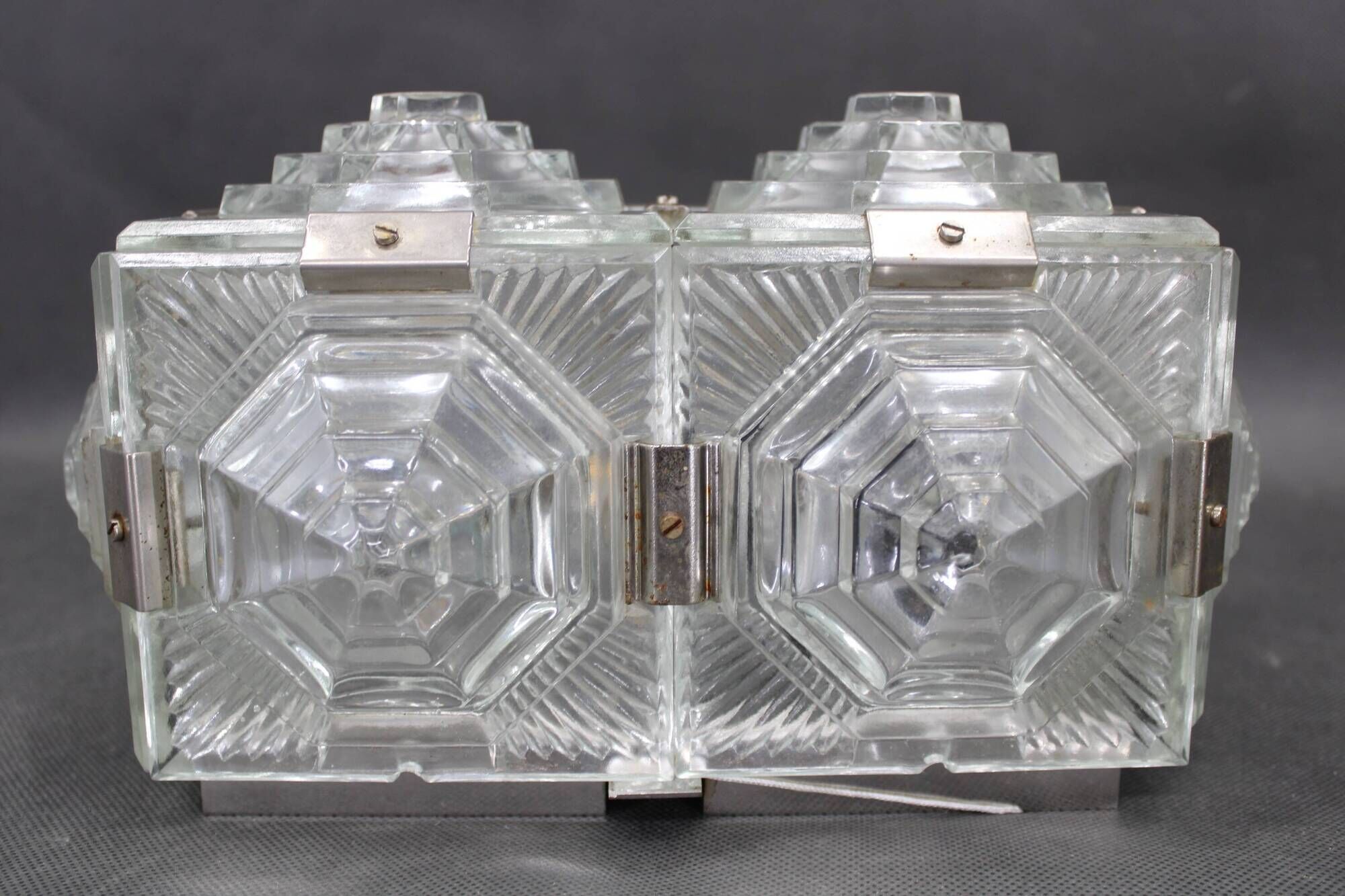 Pair of brutalist glass wall sconces by Kamenický Šenov, Czechoslovakia, 1970s