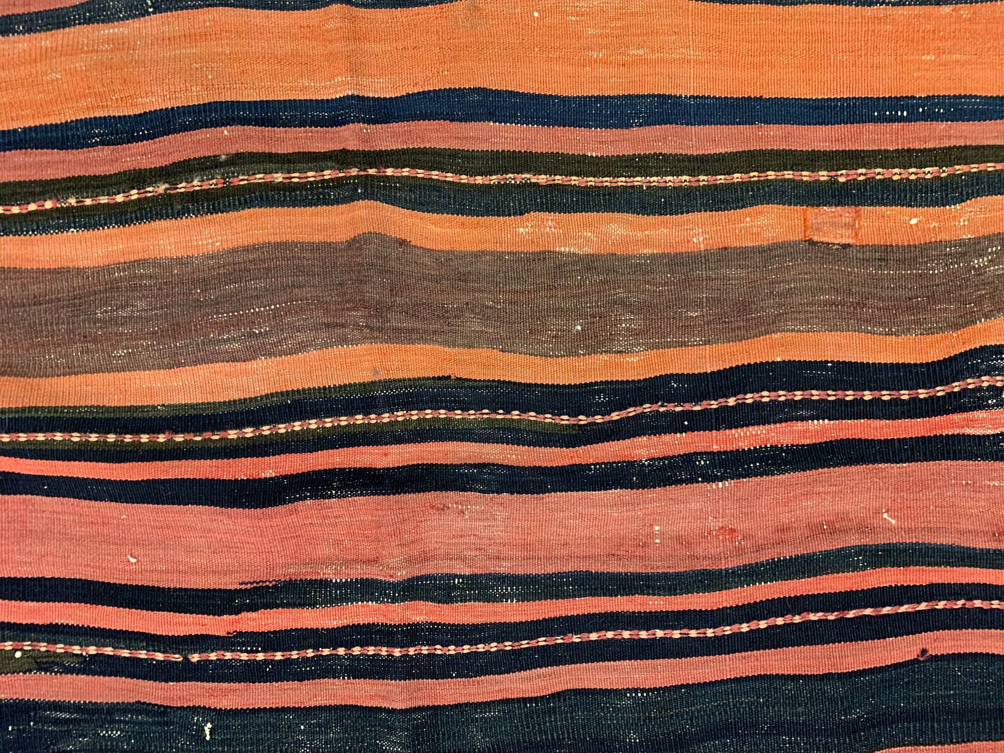 1960s Anatolian Kilim Runner, Striped Handwoven Wool Rug 125 x 363 cm