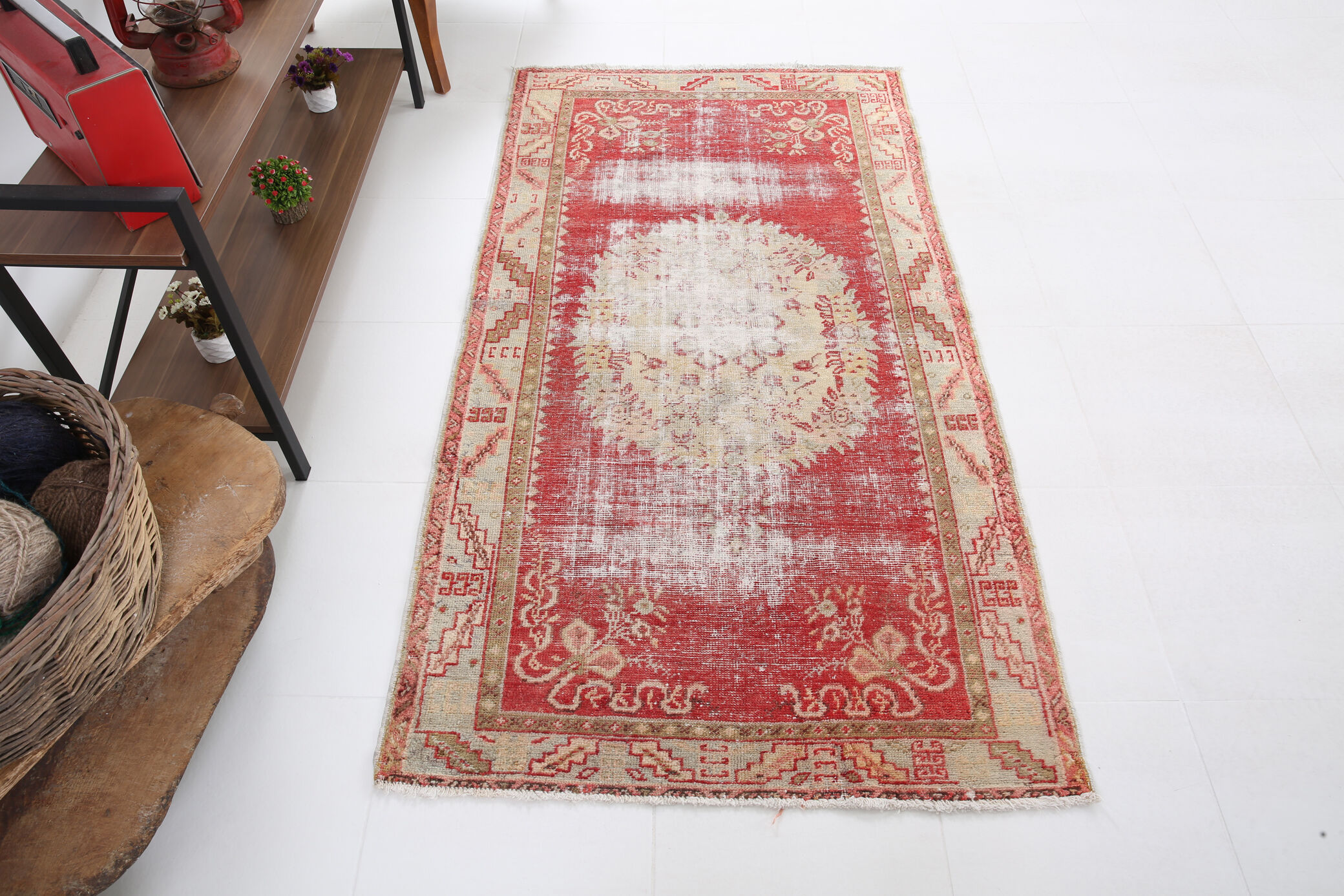 3x6 red and beige turkish rug