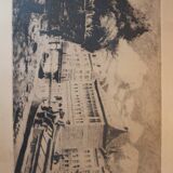 Engraving by Henry Bodart (1874-1940) under a glass frame