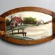 Art Deco, painted glass top, wooden frame, signed Dope, circa 1930