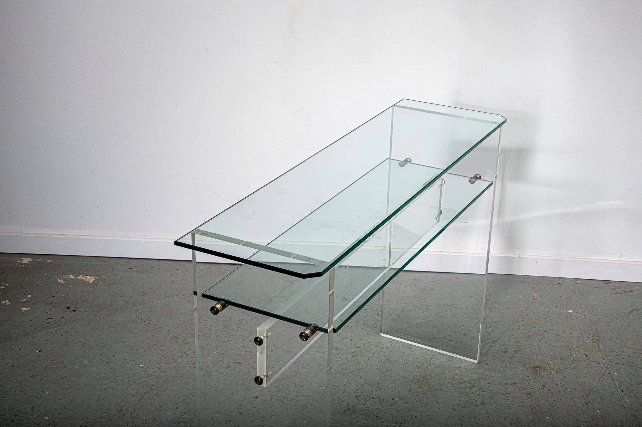 Table Console en Verre et Lucite par Roche Bobois, Circa 1980