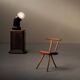 Small alpine chair in solid pine, folk art, early 20th century.