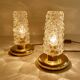 Pair Vintage Bubble Glass Table Lamps, Bedside, Brass
