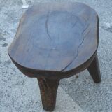three-legged milking stool made of olive tree folk art