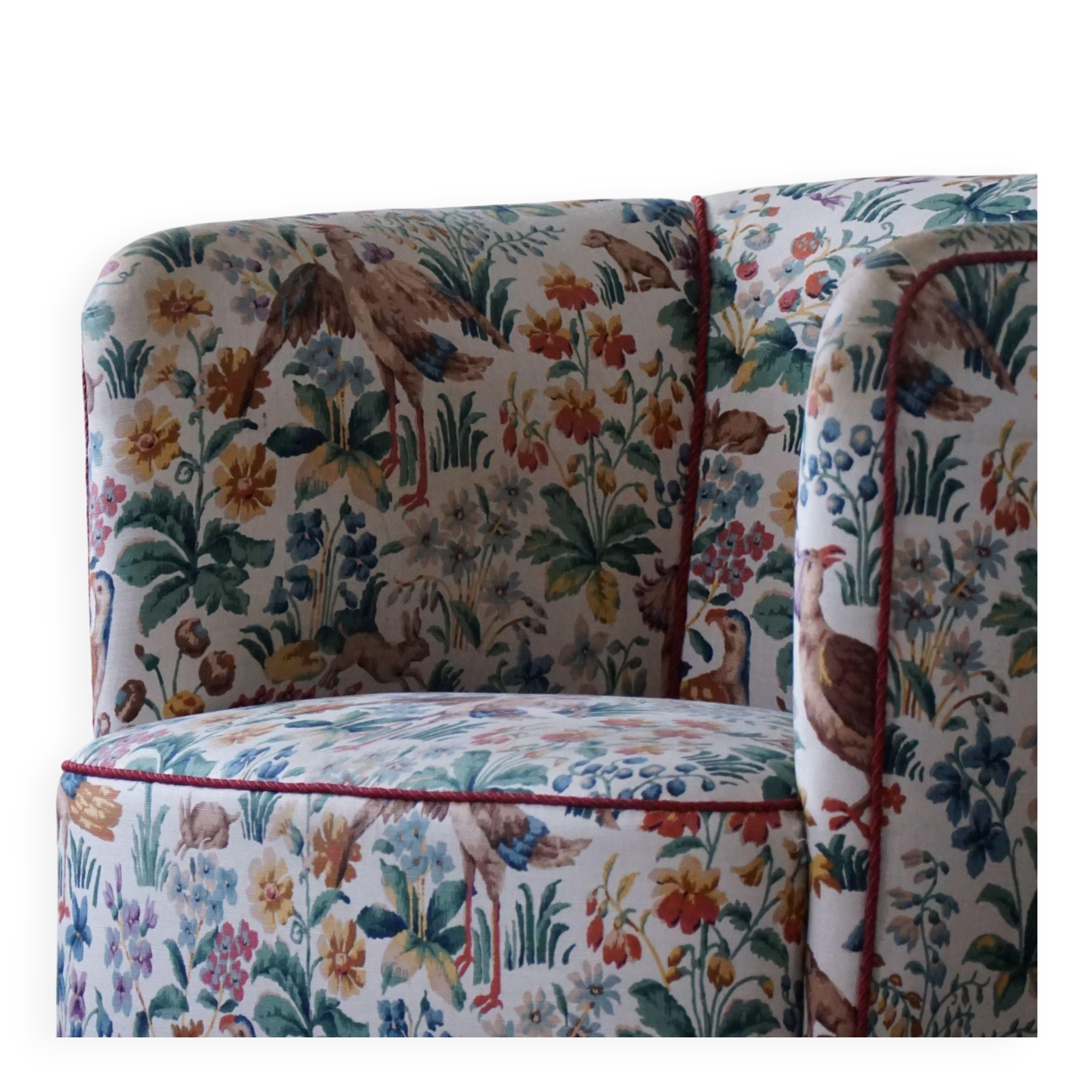 Set of curved Danish club chairs from the mid-century, Viggo Boesen style, 1940s.