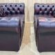 Pair of 2-seater leather Chesterfield sofas from the 1990s by Thomas LLOYD