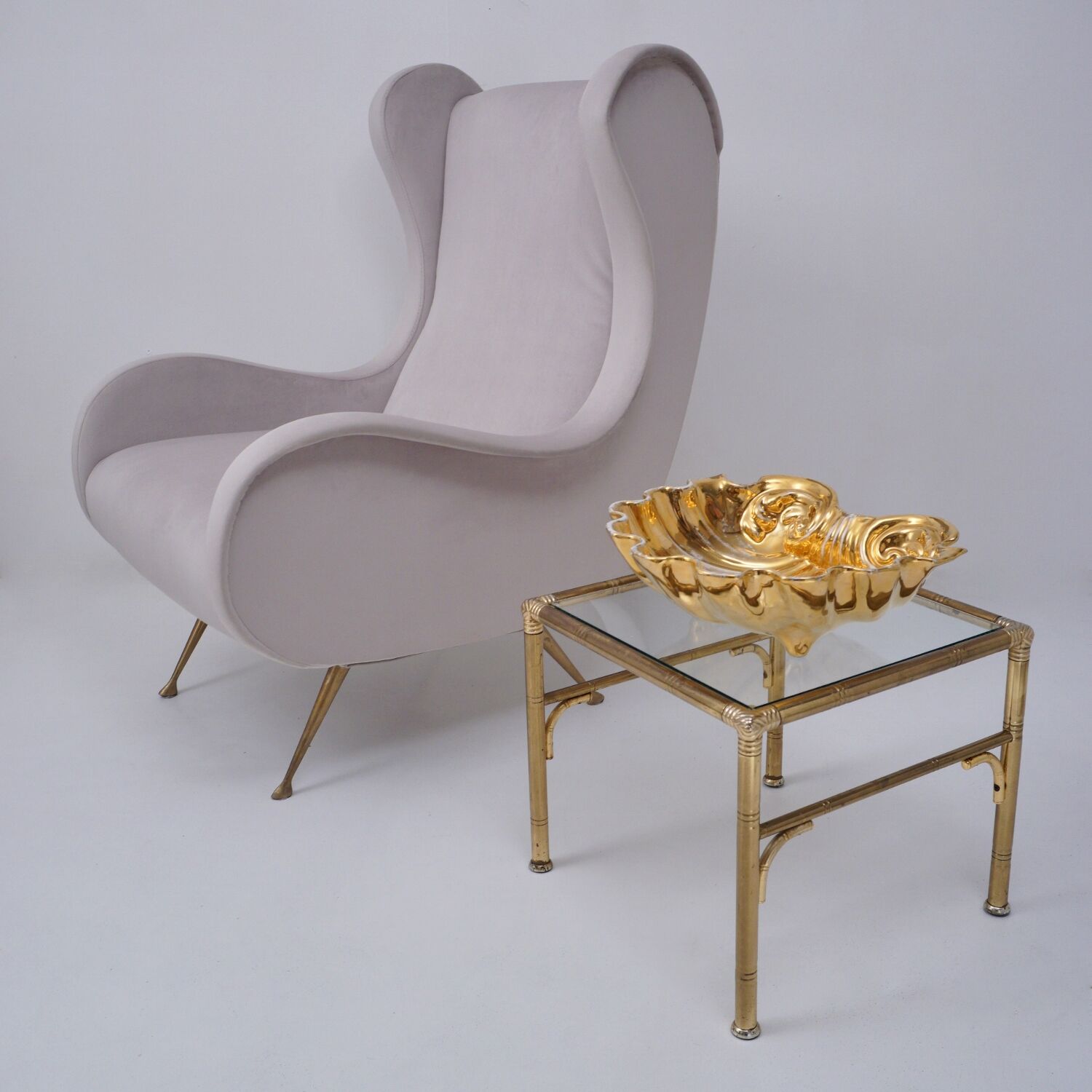 Fabbrica Ferniani Faenza plateau de poche 36,5 cm coquille en majolique, doré, 1800