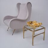 Fabbrica Ferniani Faenza plateau de poche 36,5 cm coquille en majolique, doré, 1800