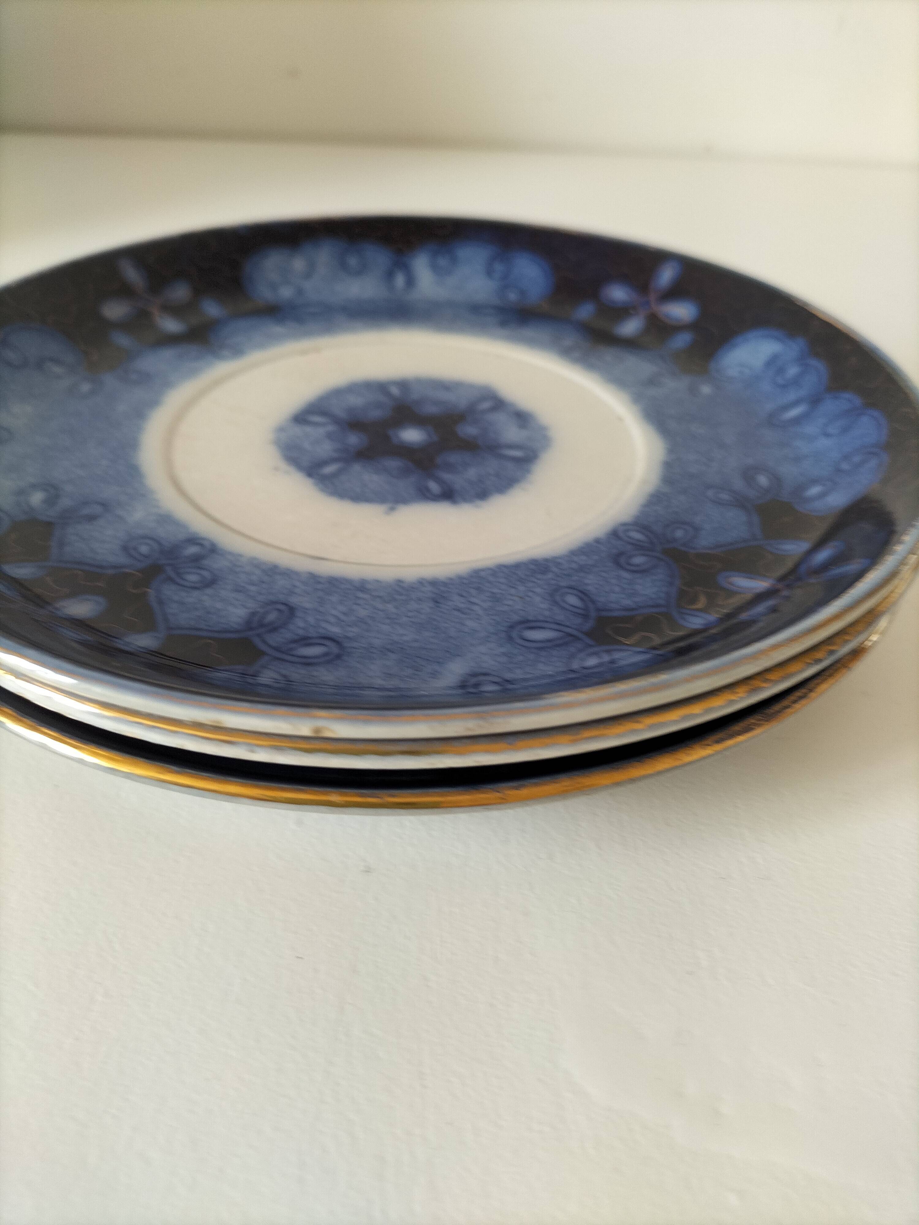 Trio of redowa plates – sarreguemines, ironstone – circa 1890