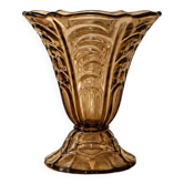 Brown smoked tinted moulded glass vase