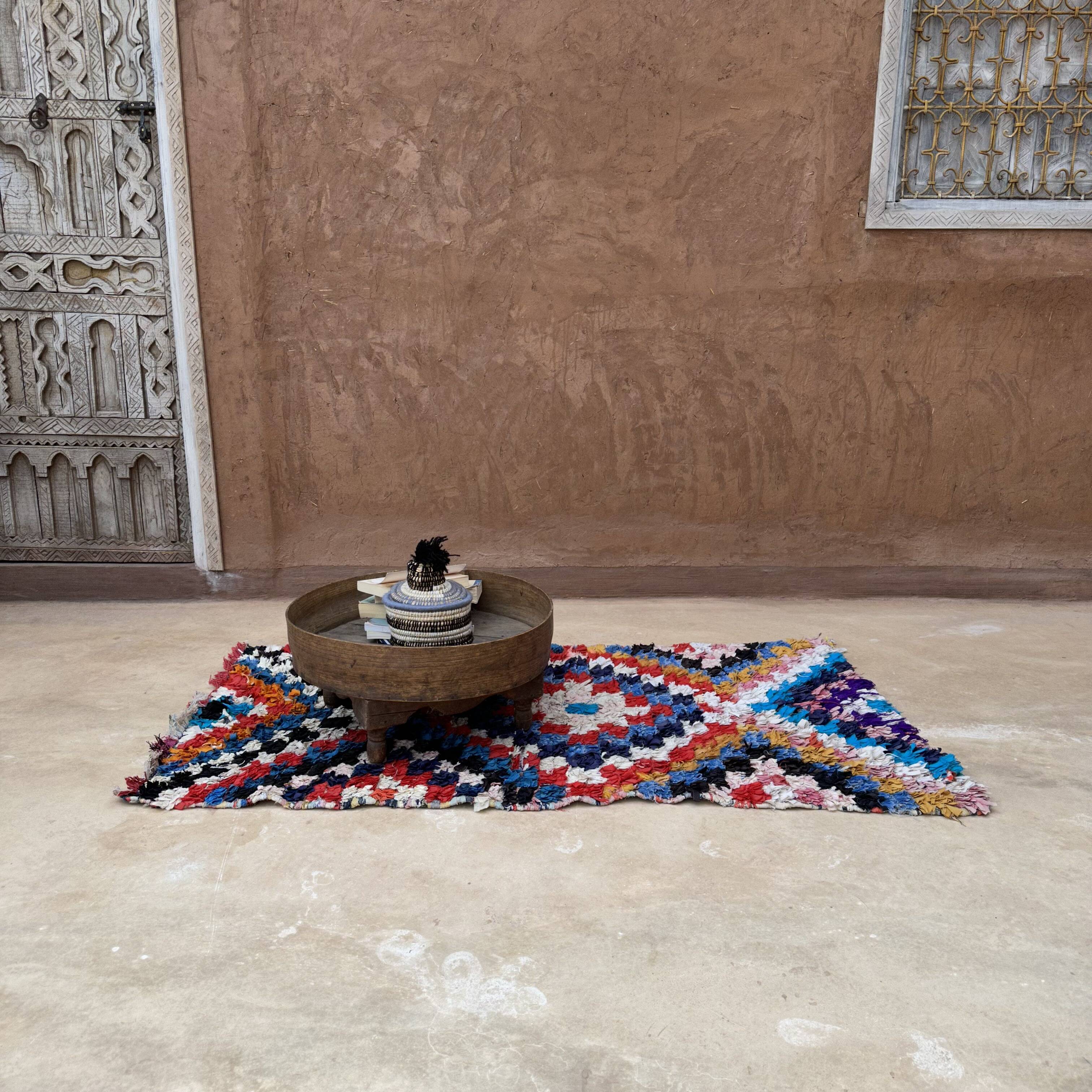 Tapis Berbère Boucherouite coloré - 85 x 153 cm