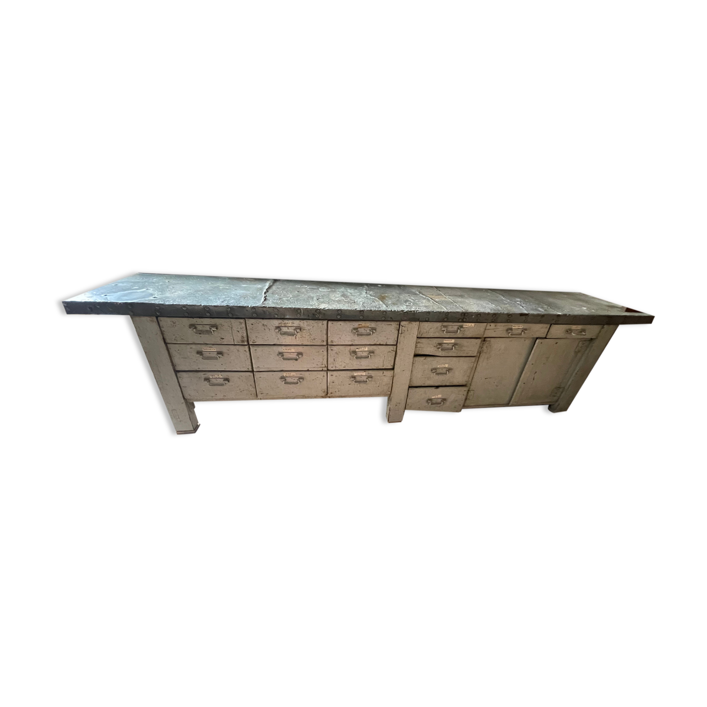Workbench with drawers furniture of wood and metal loom 1930