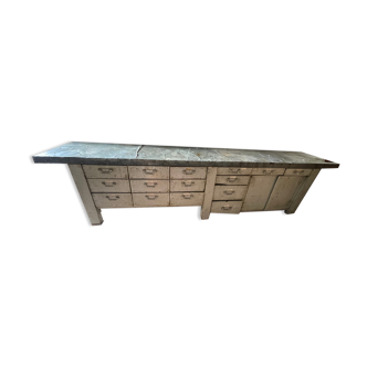 Workbench with drawers furniture of wood and metal loom 1930