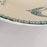 Longwy earthenware flat plate, Mésanges model
