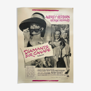 Affiche cinéma originale "Diamants du Canapé" Audrey Hepburn 60x80cm 1961