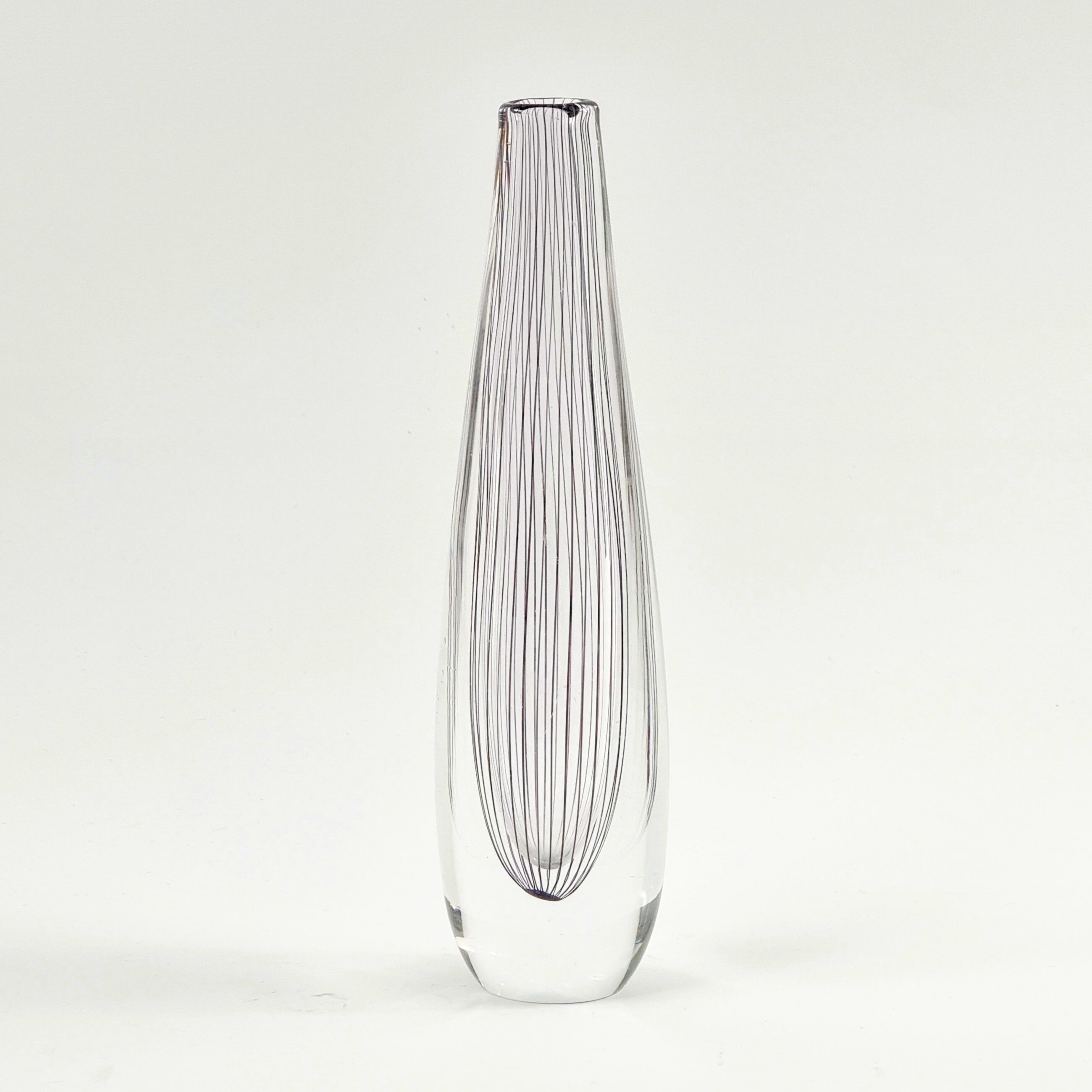 Large Mid-Century Scandinavian Striped Glass Vase by Vicke Lindstrand for Kosta, Sweden, 1950s