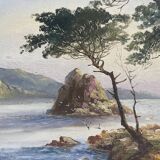Tableau XIX° siècle "Côte bretonne" Marine signée R. Lambert