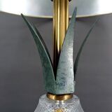 Pineapple lamp in crystal and patinated metal, France, 1950
