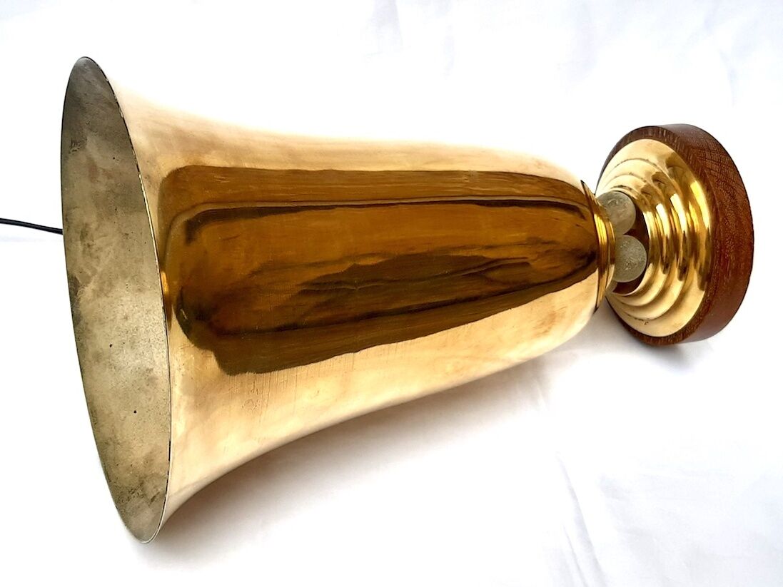 Lampe cornet art déco laiton et verre