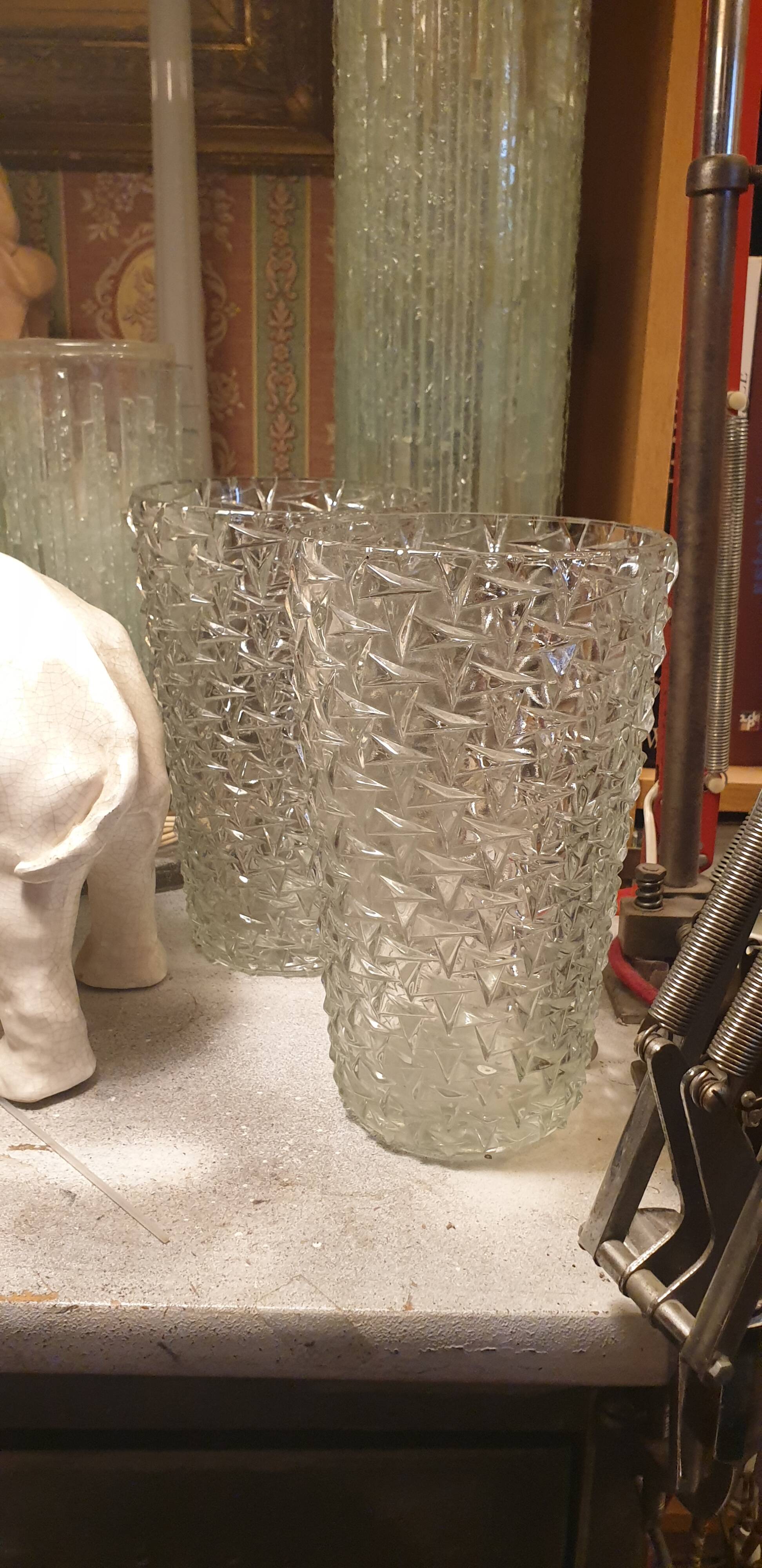 Pair of vintage diamond tip vases