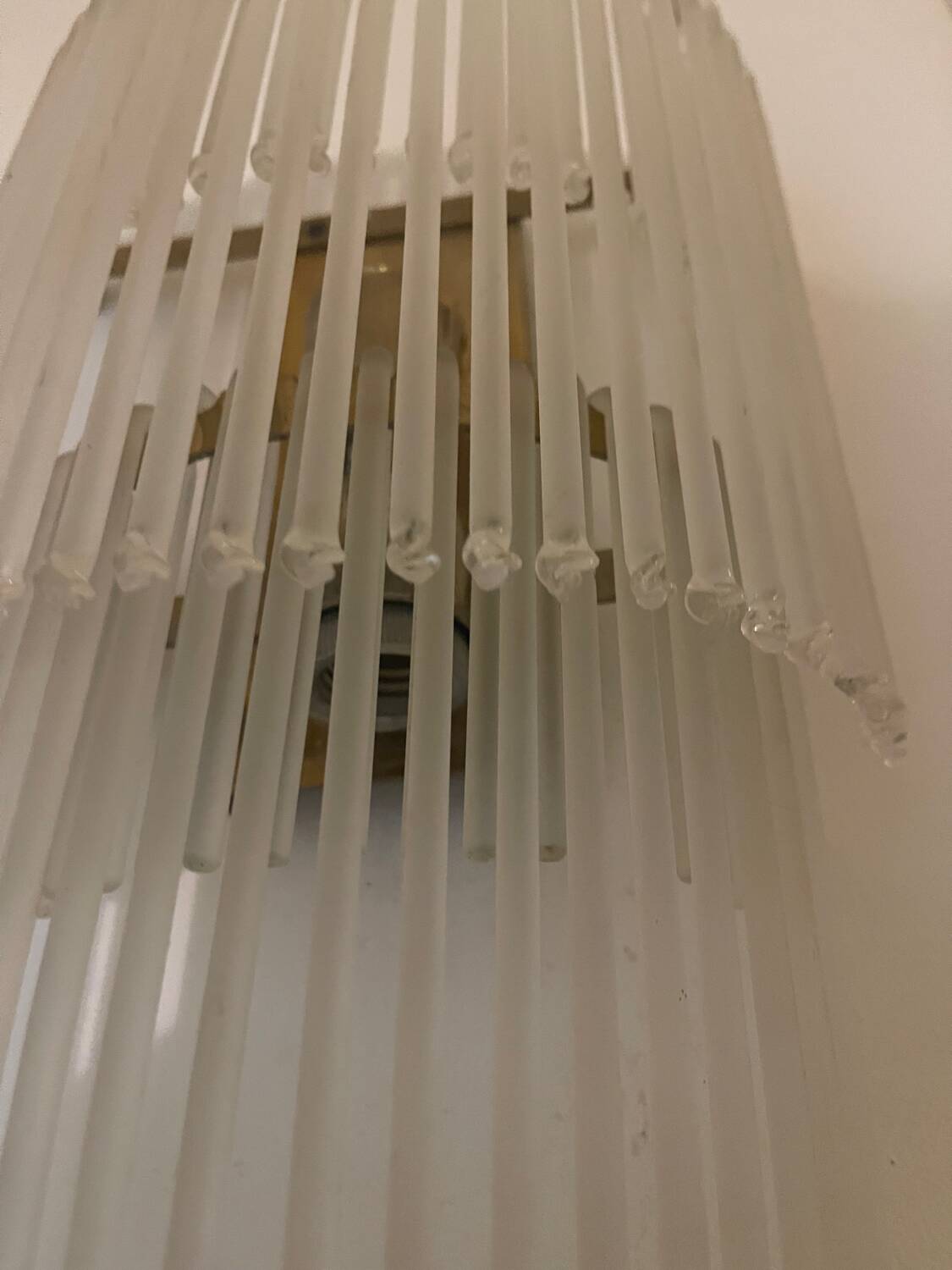 Large Sciolari wall lamp with opaque glass and gilded structure, Italy 1970