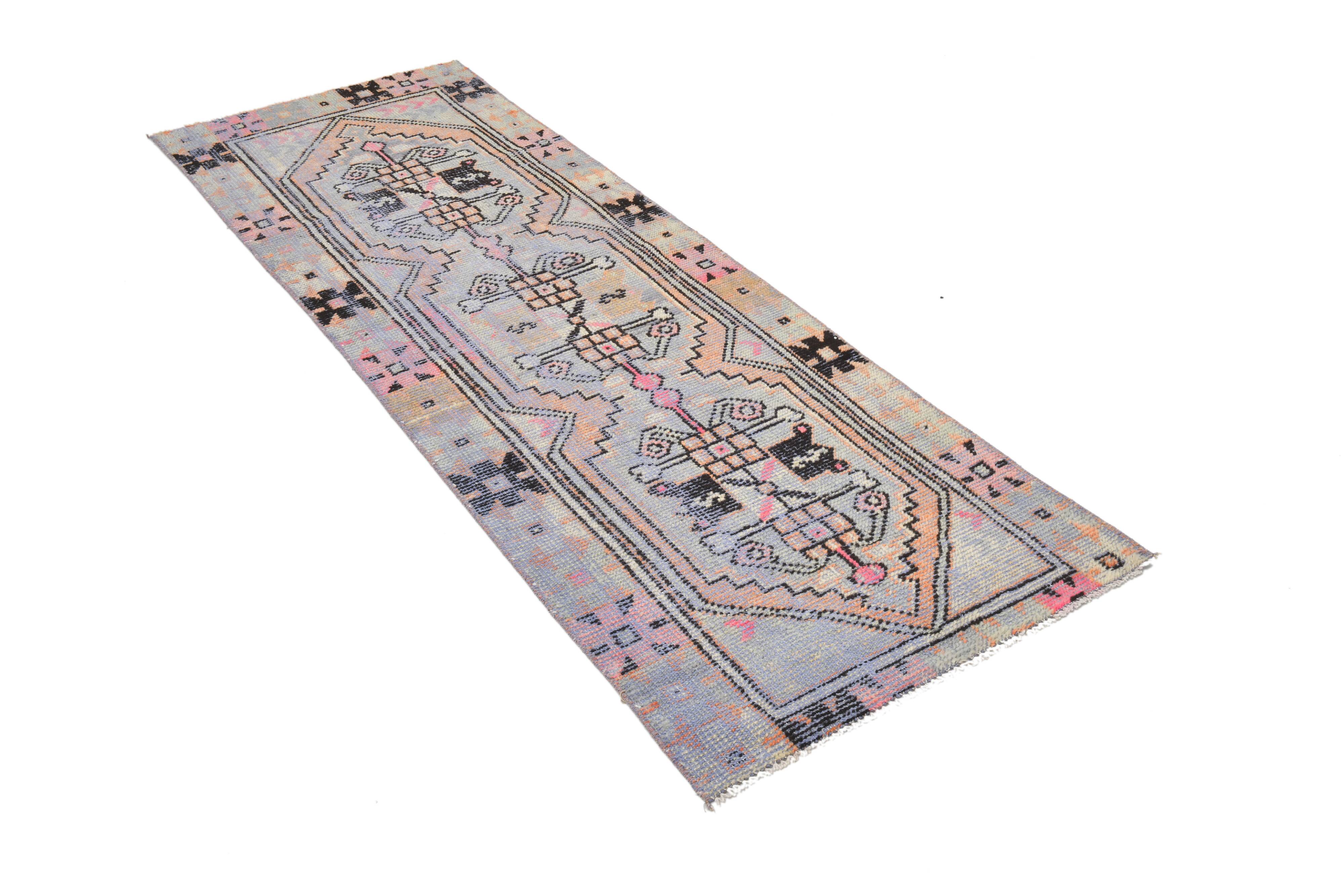3x8 Ligth Blue Vintage Runner Rug, 77x229Cm