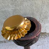 Rustic ashtray carved wood on vintage stand