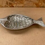 Ancien cendrier forme poisson en métal argenté vintage