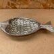 Antique vintage silver metal fish shape ashtray