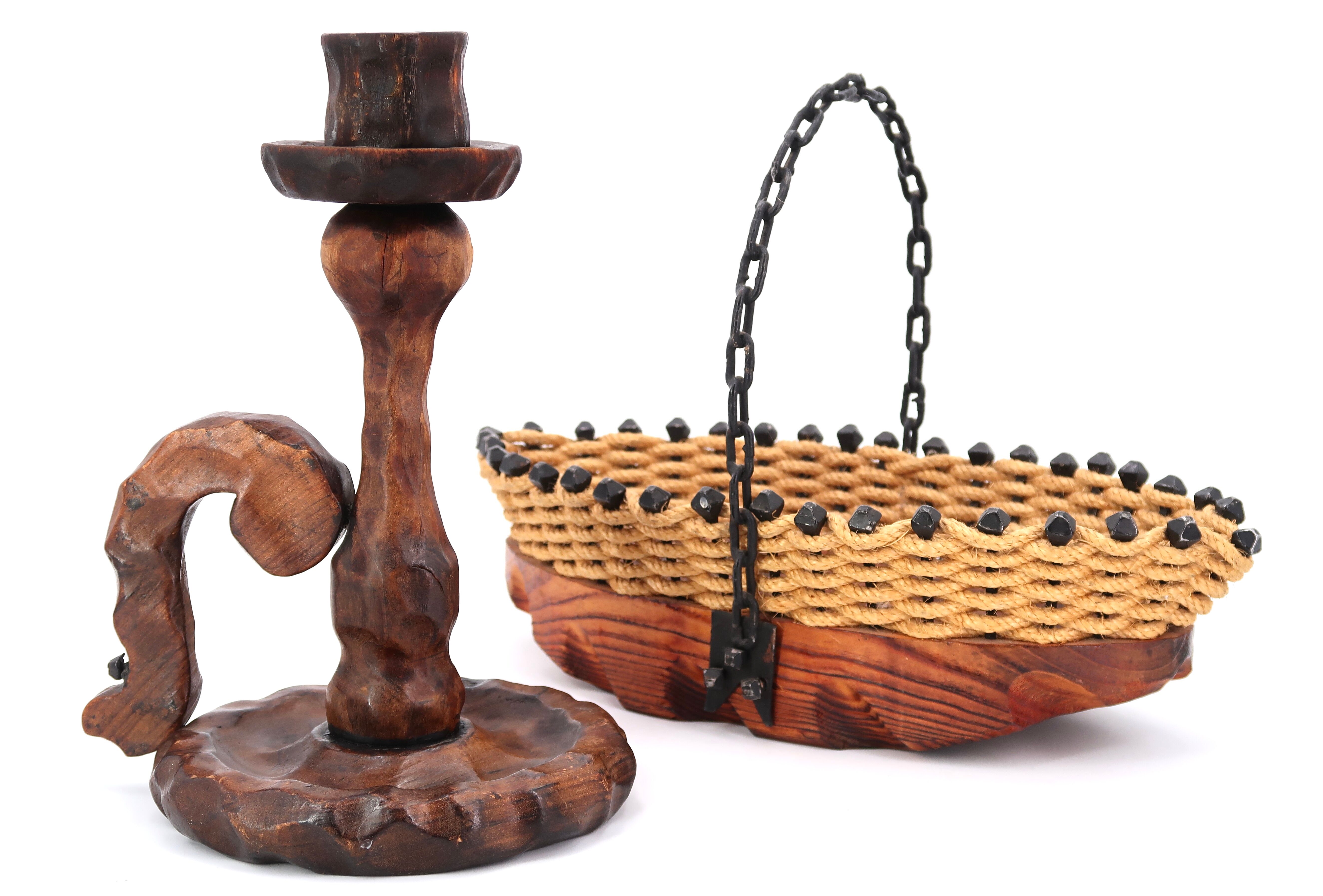 Wooden candle holder, 70s