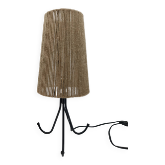 Vintage tripod lamp with rope shade
