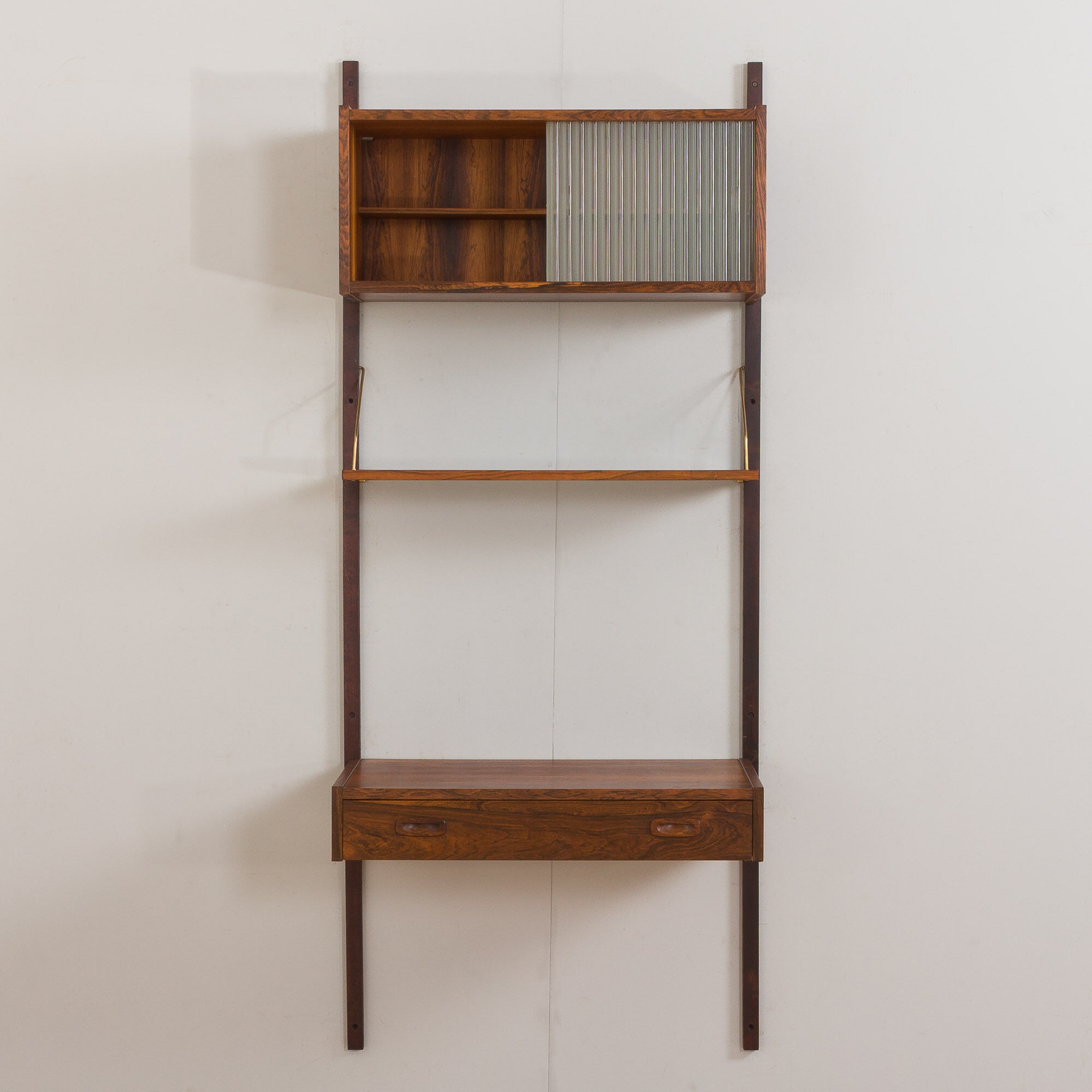 Preben Sorensen Danish mid century rosewood  wall unit with floating desk, PS system,  Randers, 1960