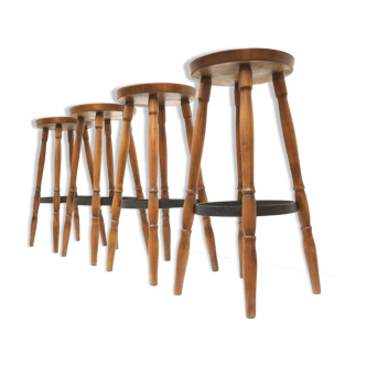 Set of four bar stools made in the 1970s