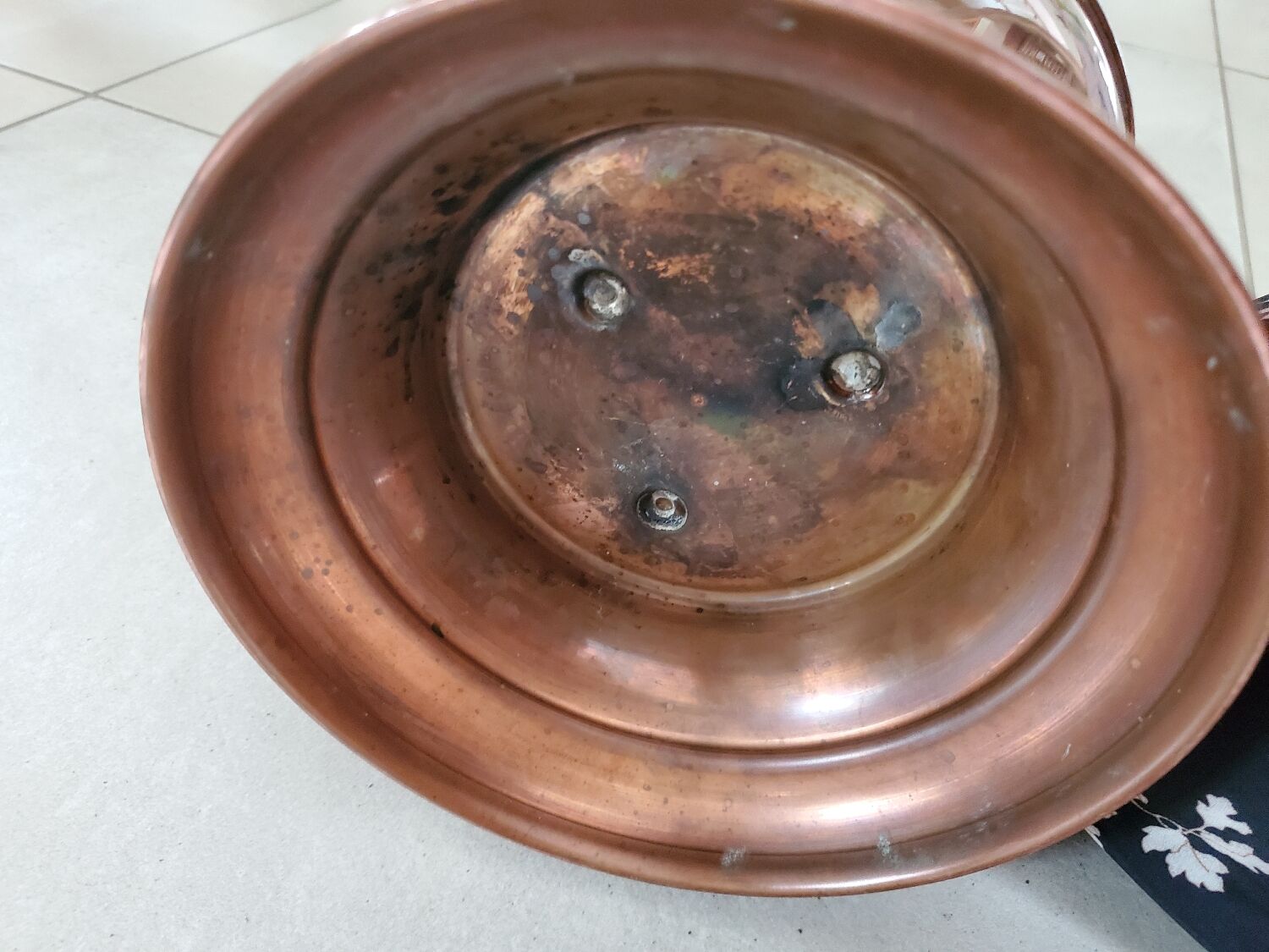 Copper jug with iron handle