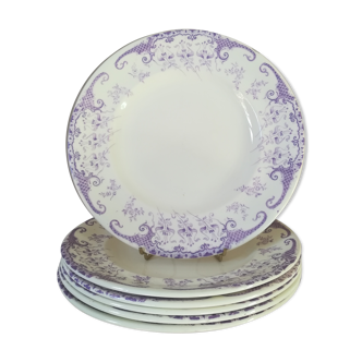 6 flat iron earth plates by Longwy