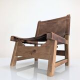 Set of 5 Spanish Leather and Oak Chairs